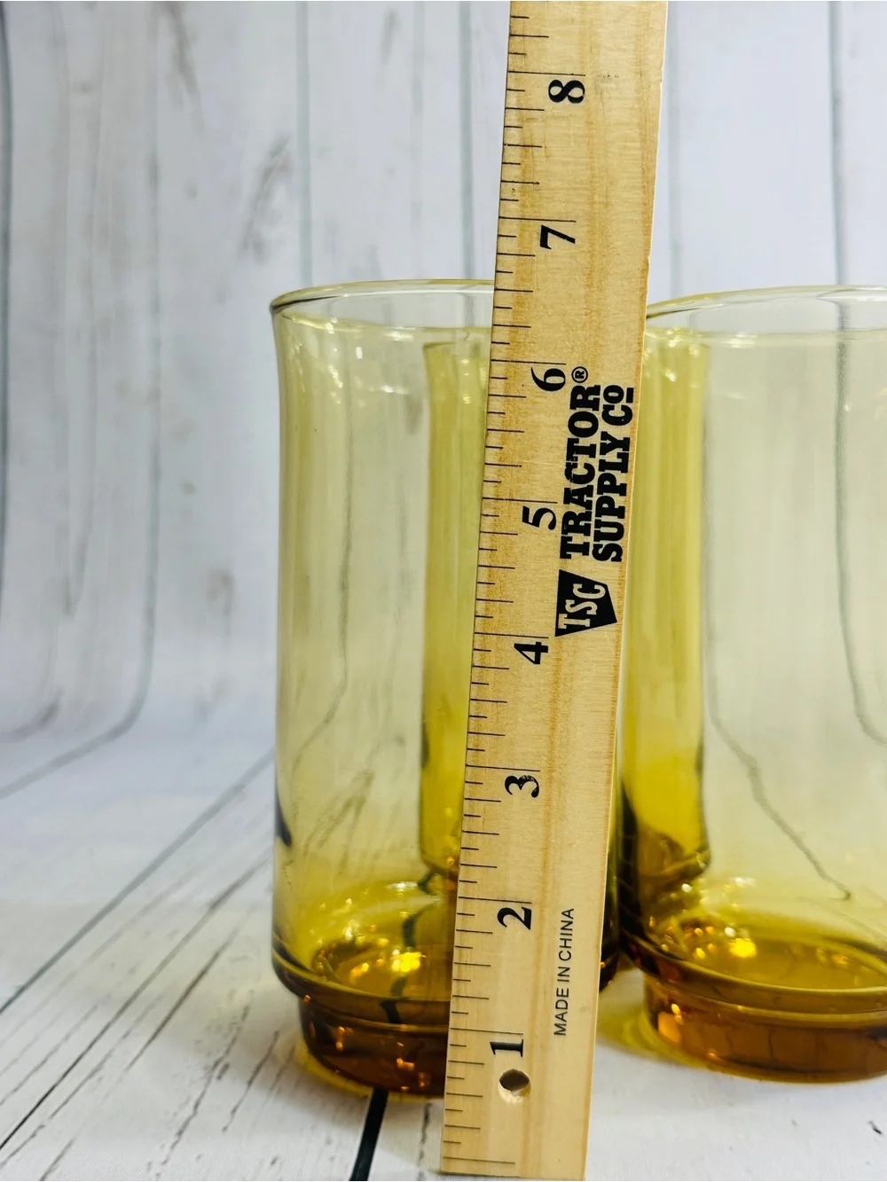 Set of 3 MCM Vintage-Libbey Glass Company amber honey gold  glass tumblers